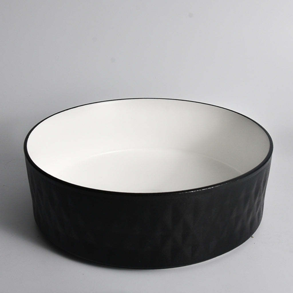Claya Bathware Polar 360mm Round Ceramic Above Counter Basin Matte White Interior Matte Black Exterior No Overflow No Tap Hole-YT Bathroom