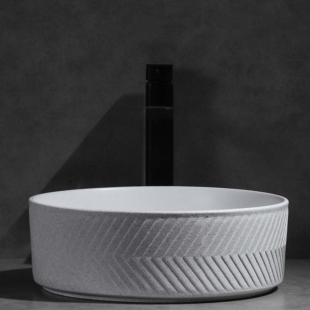 Claya Bathware Polar 360mm Round Ceramic Above Counter Basin Matte White No Overflow No Tap Hole-YT Bathroom