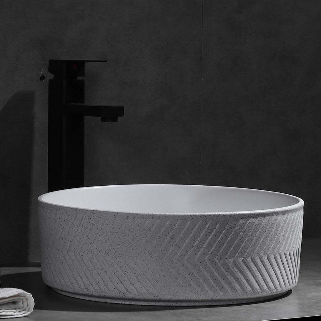 Claya Bathware Polar 360mm Round Ceramic Above Counter Basin Matte White No Overflow No Tap Hole-YT Bathroom