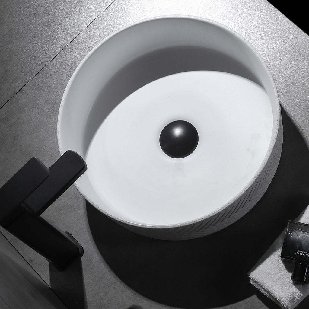 Claya Bathware Polar 360mm Round Ceramic Above Counter Basin Matte White No Overflow No Tap Hole-YT Bathroom