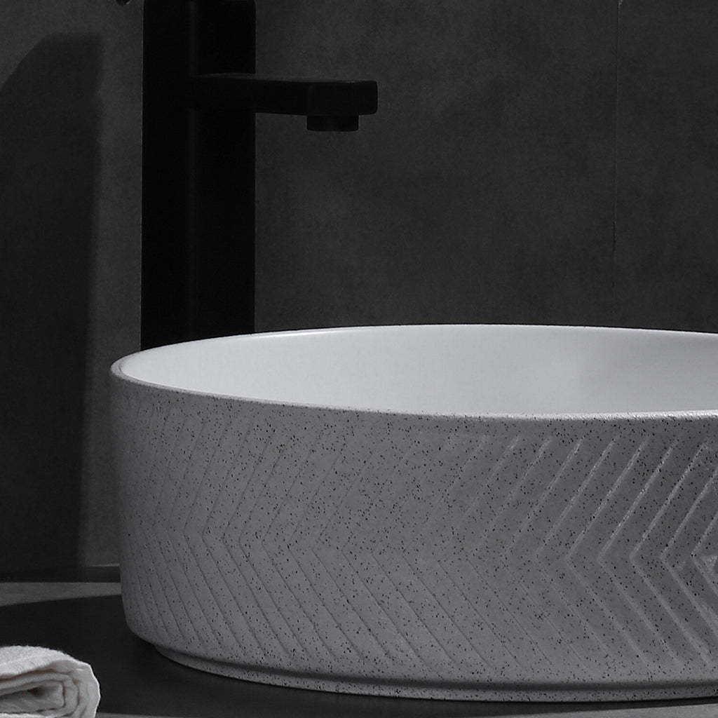 Claya Bathware Polar 360mm Round Ceramic Above Counter Basin Matte White No Overflow No Tap Hole-YT Bathroom