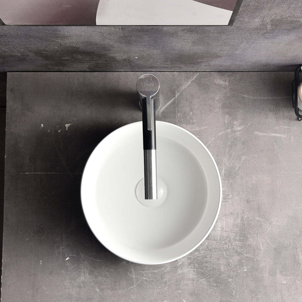 Claya Bathware Levenge 300mm Round Ceramic Above Counter Basin Matte White No Overflow No Tap Hole-YT Bathroom