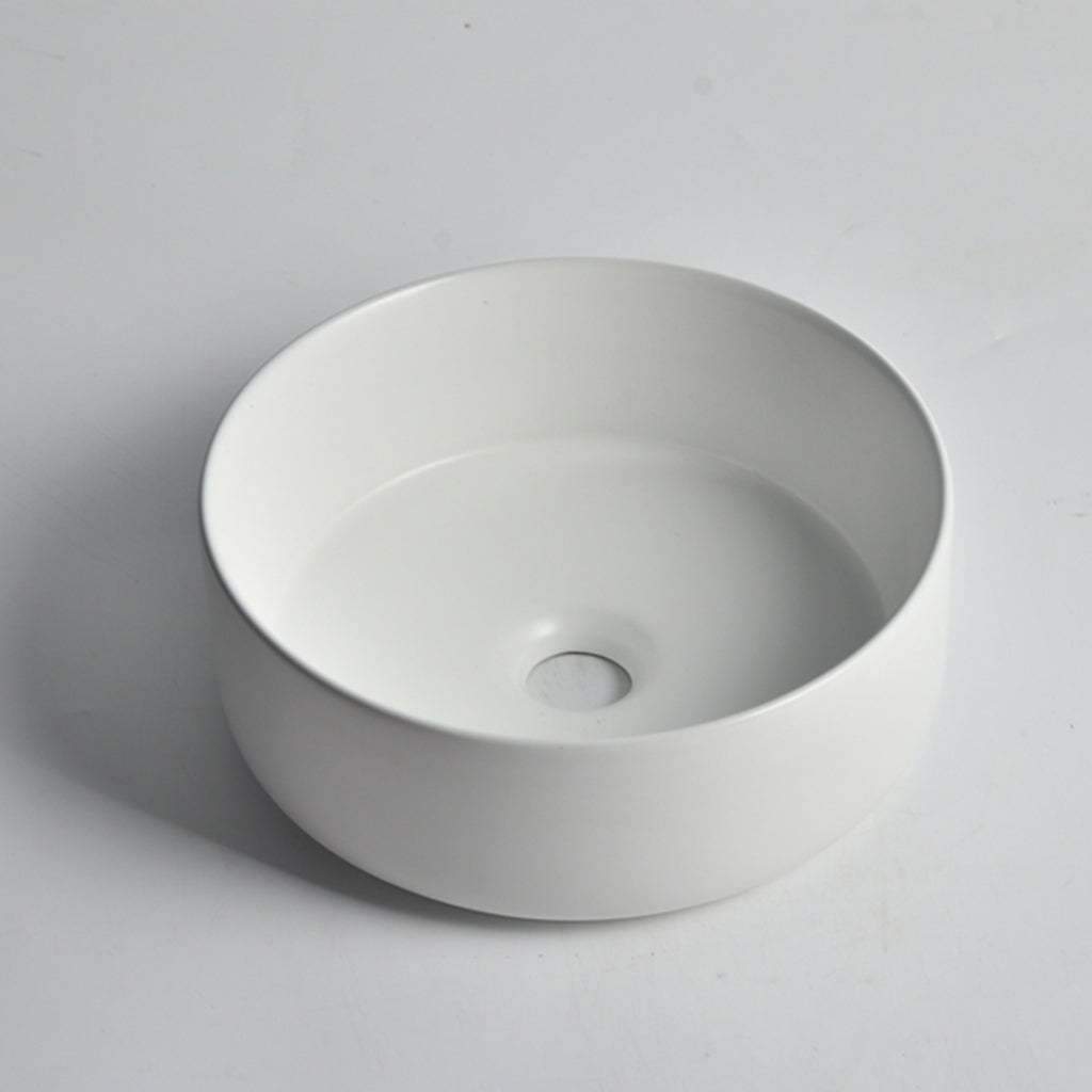 Claya Bathware Levenge 300mm Round Ceramic Above Counter Basin Matte White No Overflow No Tap Hole-YT Bathroom