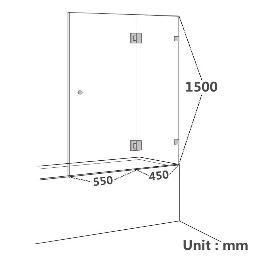 850/1000x1500mm Fixed Panel Hinged Bathtub Shower Screen 10mm Tempered Glass Frameless Panel Multi Colours Hardware-YT Bathroom