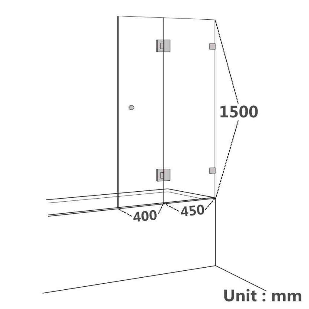 850/1000x1500mm Fixed Panel Hinged Bathtub Shower Screen 10mm Tempered Glass Frameless Panel Multi Colours Hardware-YT Bathroom