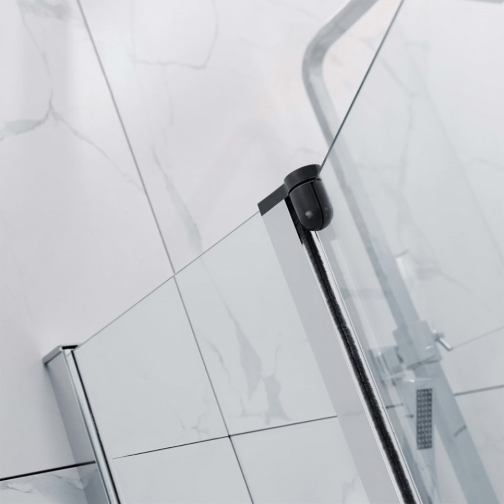 1000/1200x1500mm Bathtub Shower Screen Fixed Panel and Pivotal Door Semi-Framed Chrome Aluminum Black Brackets 6mm Tempered Glass Left/Right Side-YT Bathroom