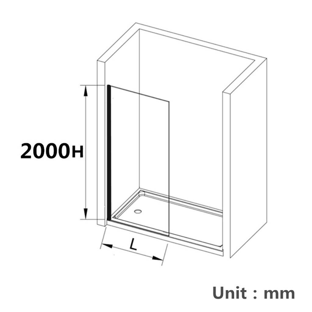 900/1000/1200x2000mm Frameless Shower Screen Single Door Fixed Panel With Wall Channel 10mm Tempered Glass Multi Colours Hardware-YT Bathroom