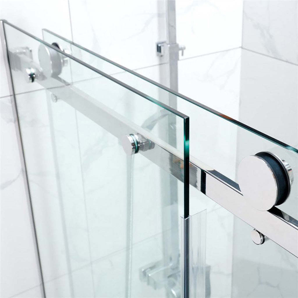 1180-2000x2000mm Wall to Wall Sliding Shower Screen Frameless Chrome Stainless Steel Square Handle 10mm Glass-YT Bathroom