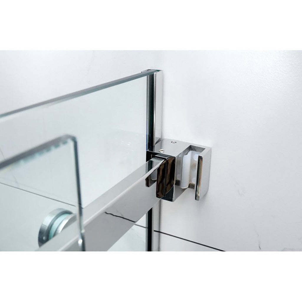 890-1180x2000mm Wall to Wall Sliding Shower Screen Frameless Chrome Stainless Steel Square Rail 10mm Glass Round Handle-YT Bathroom