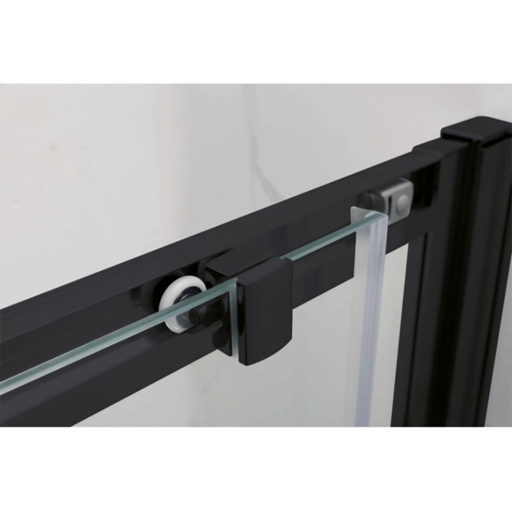 From 760 to 1110mm Black Square Shower Screen Semi-Framed Double Sliding Aluminum 6mm Tempered Glass 1900mm Height-YT Bathroom