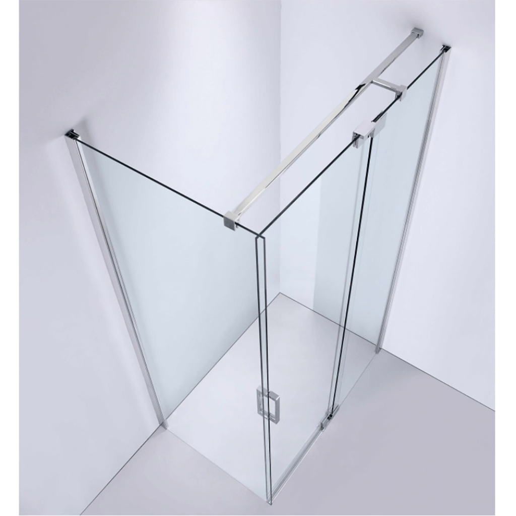 800-1100x2000mm L Shape Shower Screen Adjustable Pivotal Door Chrome Aluminum Frameless 10mm Glass with Return Panel-YT Bathroom