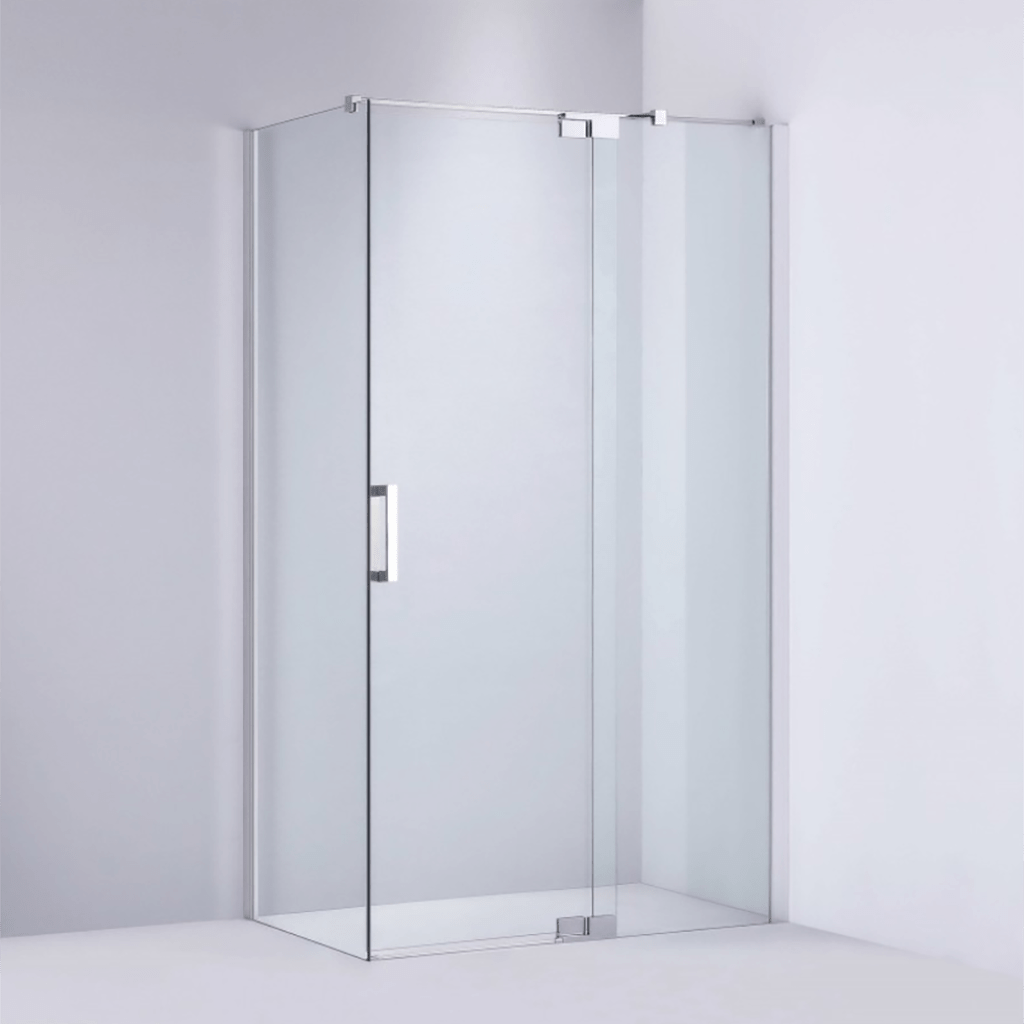 800-1100x2000mm L Shape Shower Screen Adjustable Pivotal Door Chrome Aluminum Frameless 10mm Glass with Return Panel-YT Bathroom