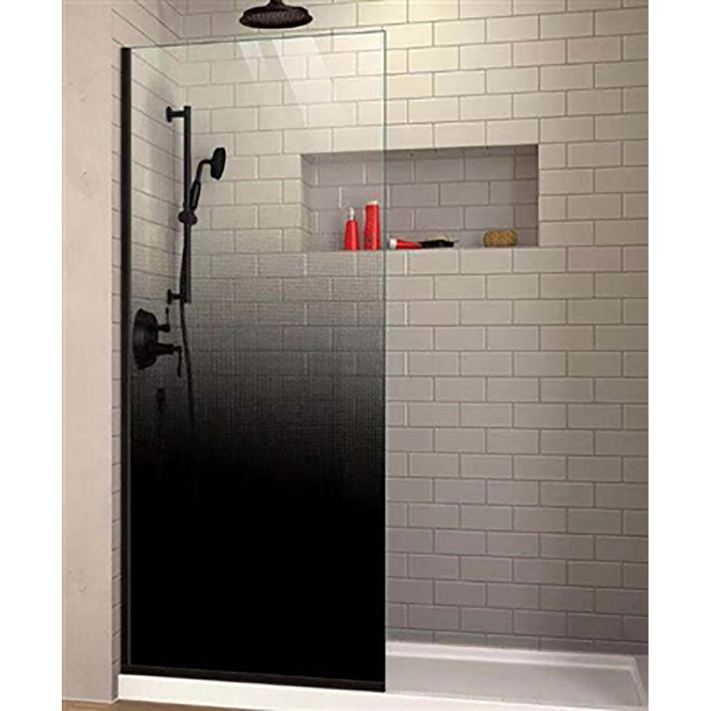 From 900 to 1200x2000mm Black Color Gradient Frameless Shower Screen Single Door Fixed Panel 10mm Tempered Glass-YT Bathroom