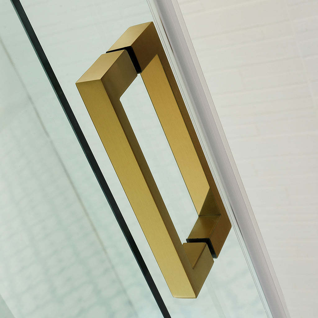 1450-1800*1600mm Bathtub Sliding Shower Screen Wall to Wall Frameless Square Handle Brush Gold-YT Bathroom