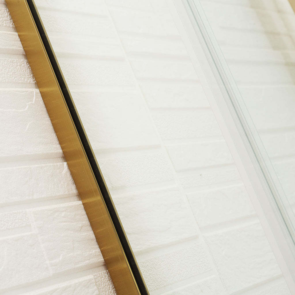 1450-1800*1600mm Bathtub Sliding Shower Screen Wall to Wall Frameless Square Handle Brush Gold-YT Bathroom