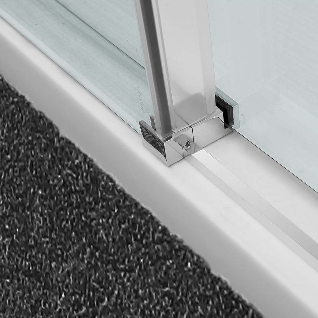 890-1180x2000mm Wall to Wall Sliding Shower Screen Frameless Chrome Stainless Steel Square Rail 10mm Glass Round Handle-YT Bathroom