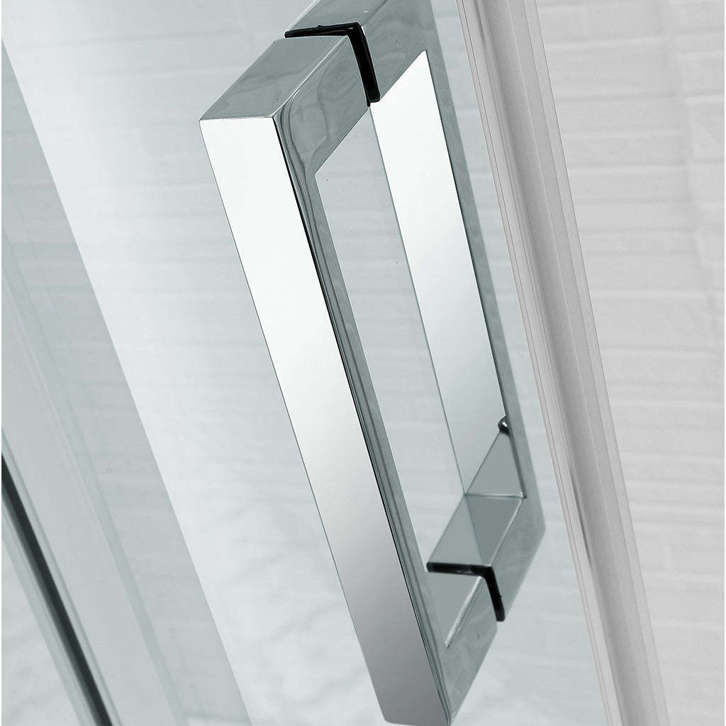 1180-2000x2000mm Wall to Wall Sliding Shower Screen Frameless Chrome Stainless Steel Square Handle 10mm Glass-YT Bathroom