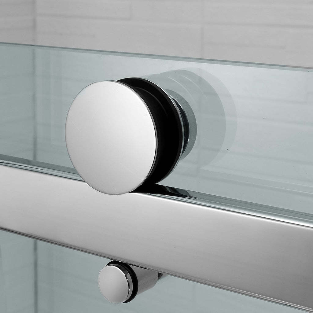 1180-2000x2000mm Wall to Wall Sliding Shower Screen Frameless Chrome Stainless Steel Square Handle 10mm Glass-YT Bathroom