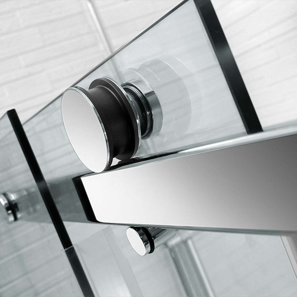 1180-2000x2000mm Wall to Wall Sliding Shower Screen Frameless Chrome Stainless Steel Square Handle 10mm Glass-YT Bathroom