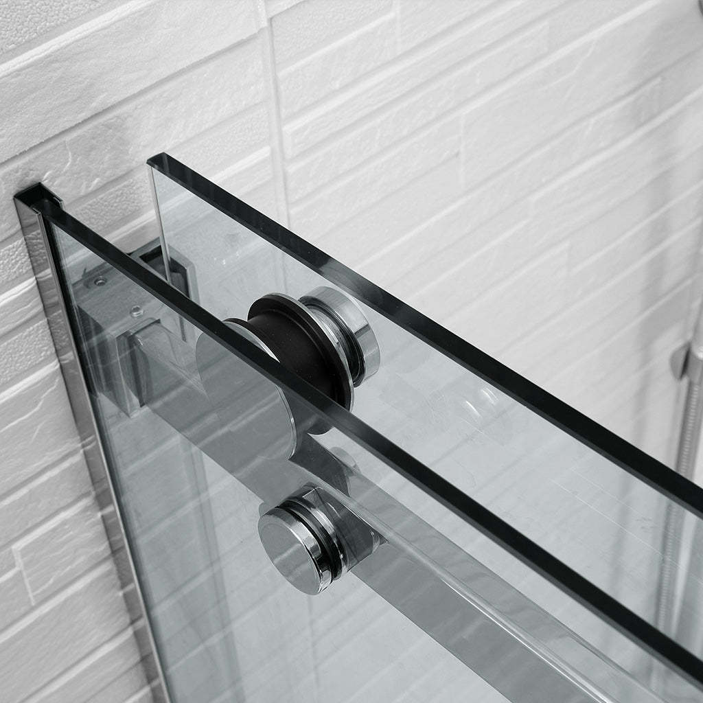 1180-2000x2000mm Wall to Wall Sliding Shower Screen Frameless Chrome Stainless Steel Square Handle 10mm Glass-YT Bathroom