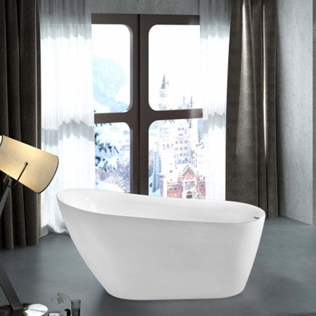 BelBagno Romano 1700mm Freestanding Bathtub Acrylic Glossy White Oval Shape With Overflow-YT Bathroom