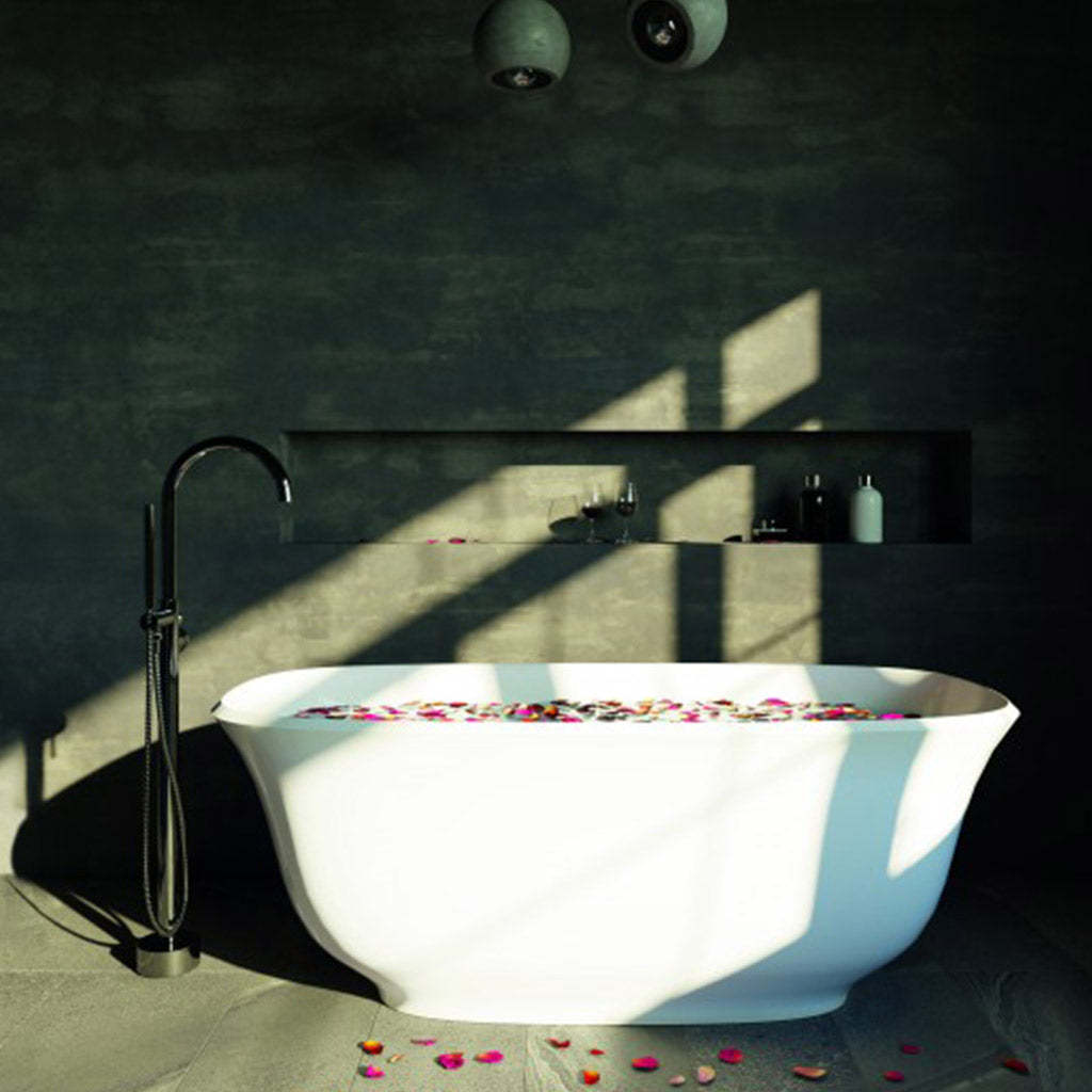 BelBagno BADEN 1500mm Freestanding Bathtub Acrylic Glossy White Oval Shape With Overflow-YT Bathroom