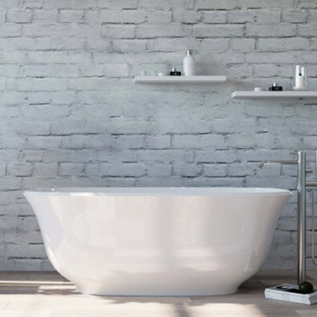 BelBagno BADEN 1500mm Freestanding Bathtub Acrylic Glossy White Oval Shape With Overflow-YT Bathroom