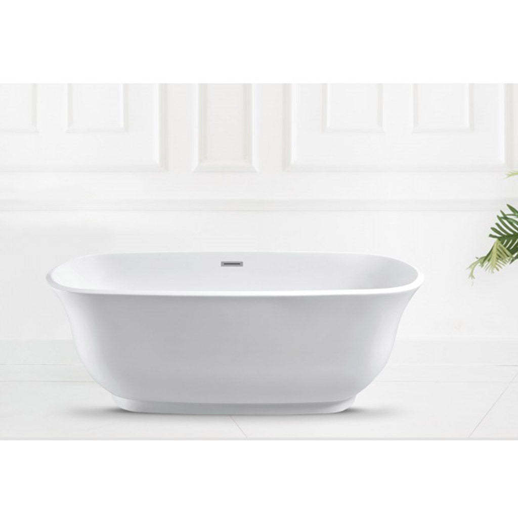 BelBagno BADEN 1500mm Freestanding Bathtub Acrylic Glossy White Oval Shape With Overflow-YT Bathroom