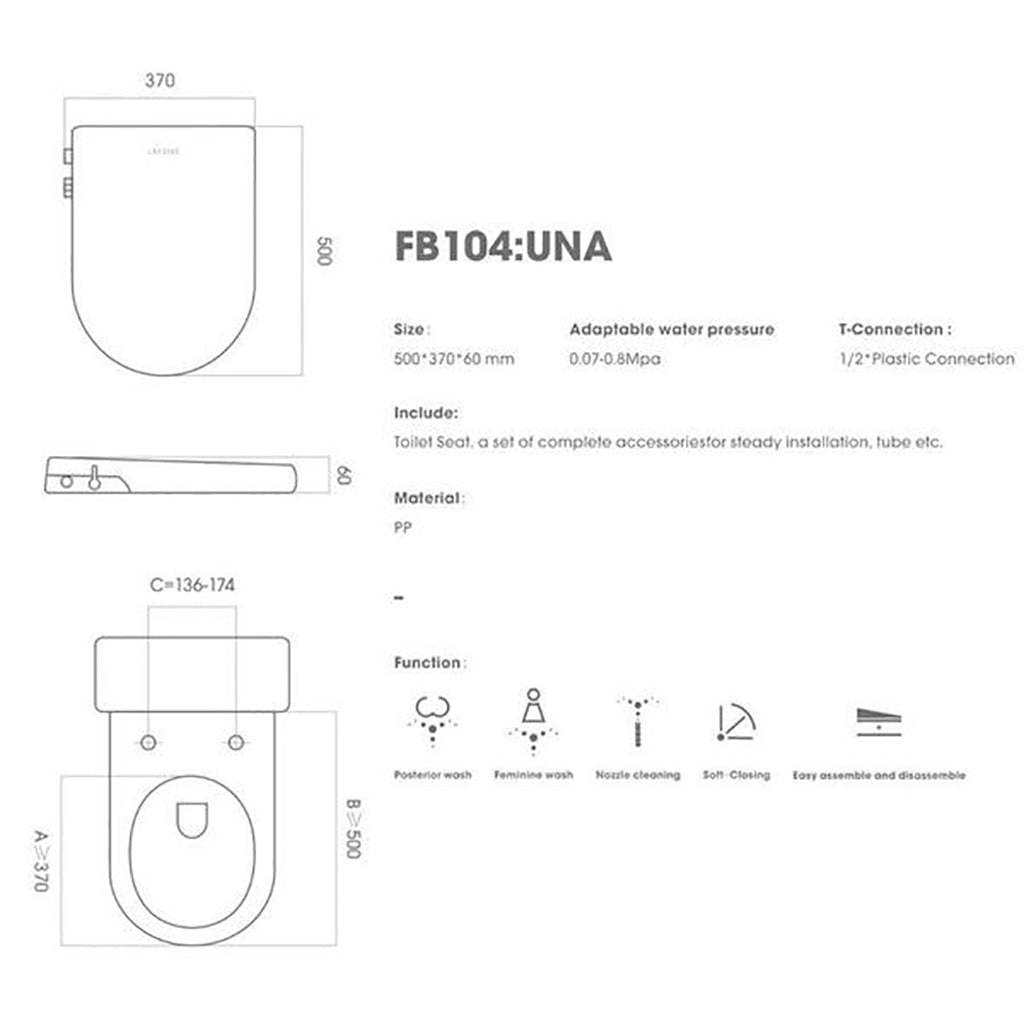 Lafeme Una Non-Electric Bidet White Round-YT Bathroom