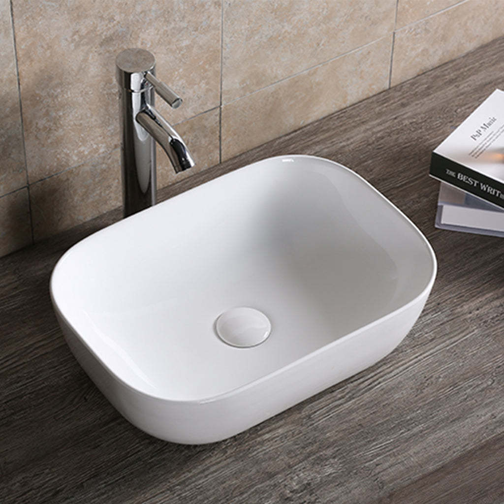 Infinity Bathroom 460mm Rectangle Gloss White Ceramic Wash Basin Above Counter Basin Art Basin No tap hole no overflow-YT Bathroom