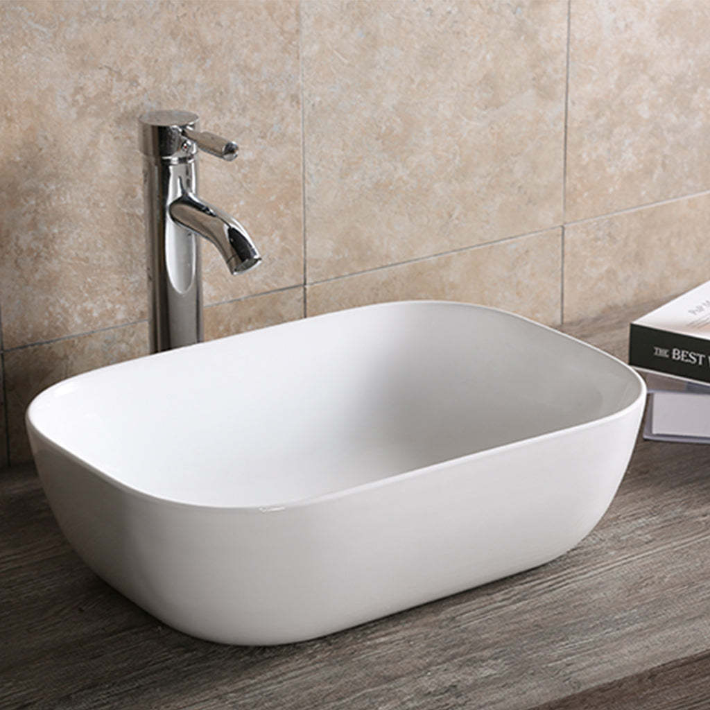 Infinity Bathroom 460mm Rectangle Gloss White Ceramic Wash Basin Above Counter Basin Art Basin No tap hole no overflow-YT Bathroom