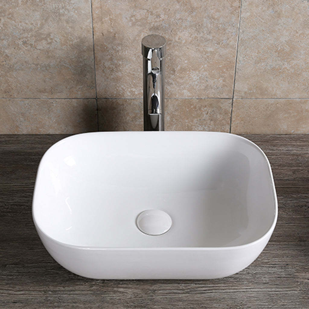 Infinity Bathroom 460mm Rectangle Gloss White Ceramic Wash Basin Above Counter Basin Art Basin No tap hole no overflow-YT Bathroom