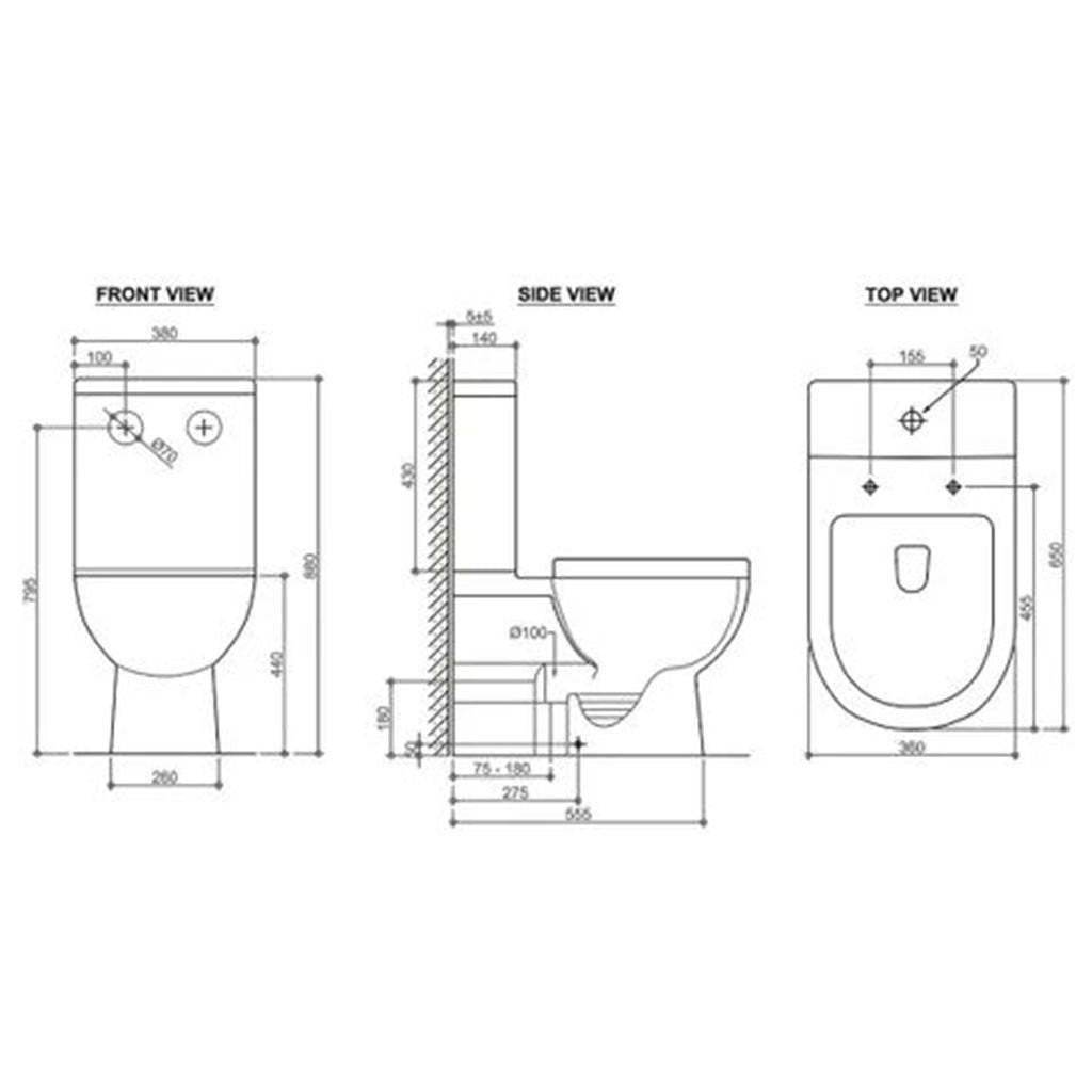 Inspire 650* 360 * 880mm Bathroom Rimless Back To Wall White Ceramic Toilet Suite-YT Bathroom