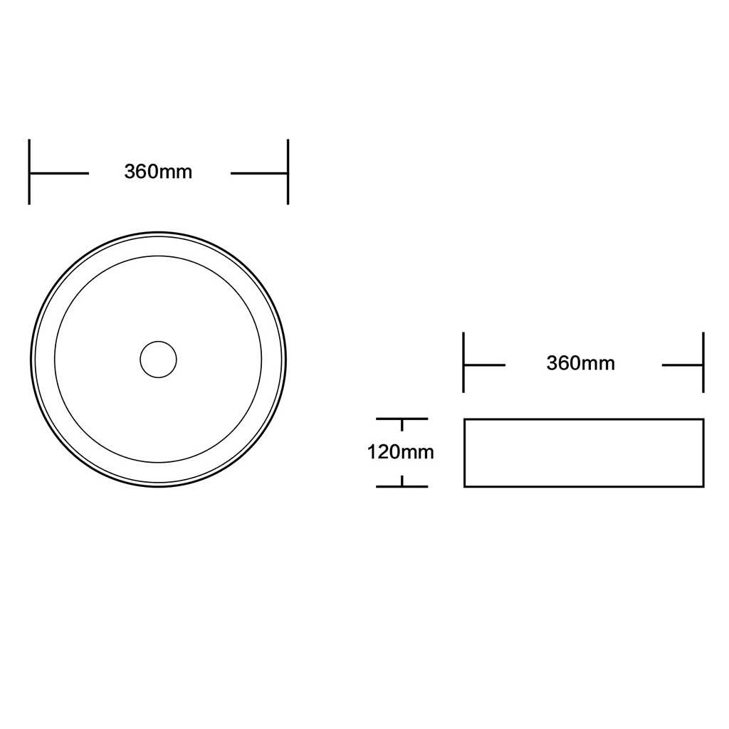Infinity bathroom360*360*120mm Round Fine Ceramic Above Counter Basin Matt White No Overflow No Tap Hole-YT Bathroom