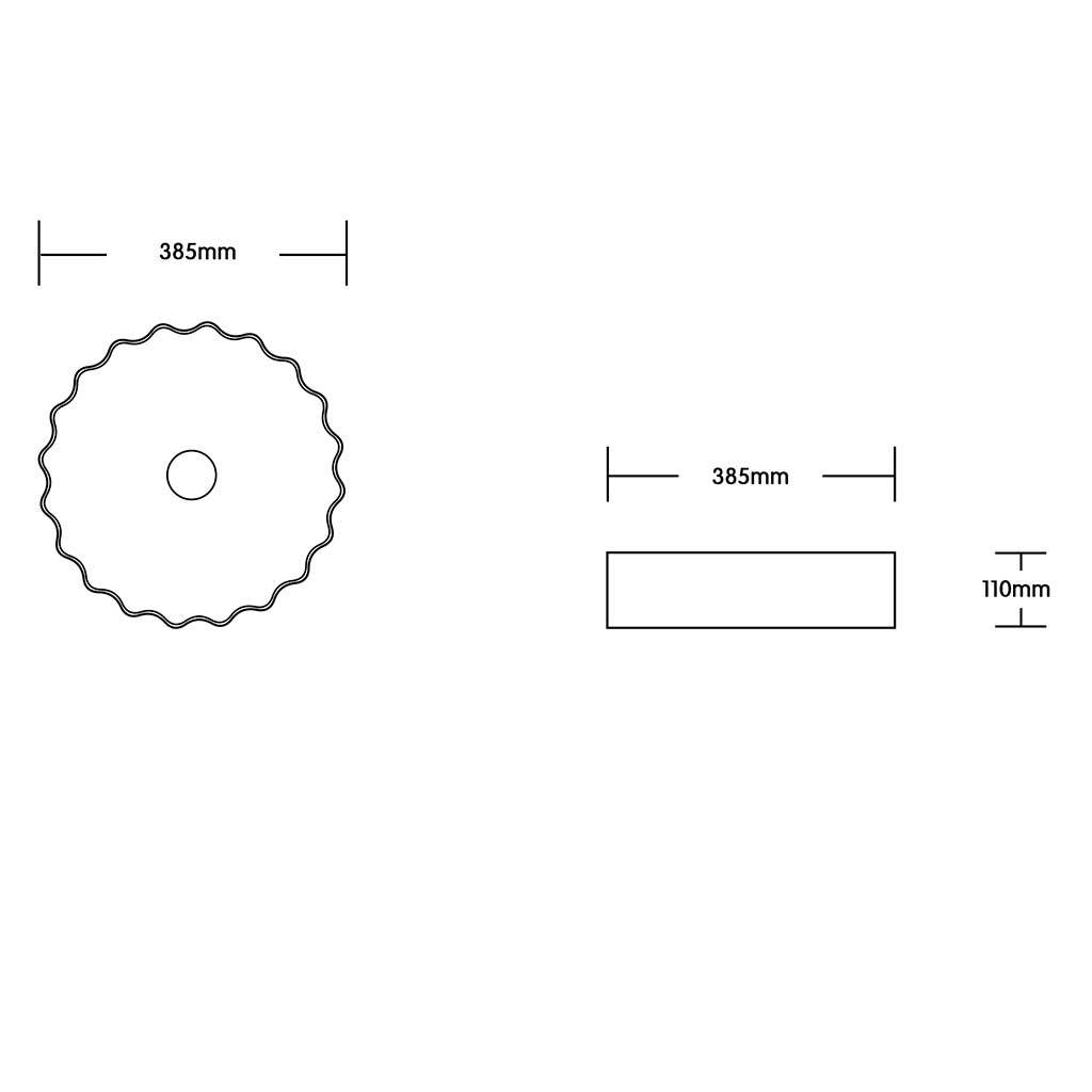 Infinity bathroom385*385*110mm Round Fine Ceramic Above Counter Basin Gloss White No Overflow No Tap Hole-YT Bathroom