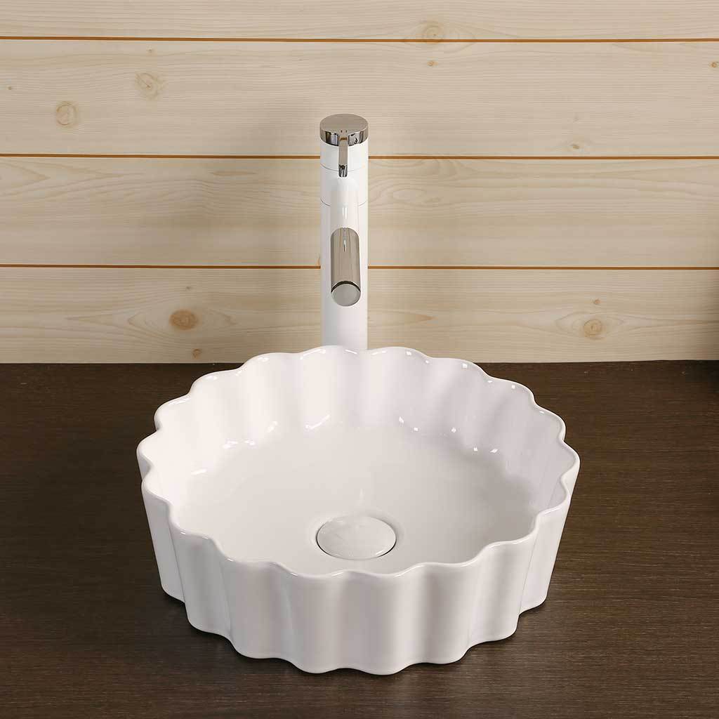 Infinity bathroom385*385*110mm Round Fine Ceramic Above Counter Basin Gloss White No Overflow No Tap Hole-YT Bathroom