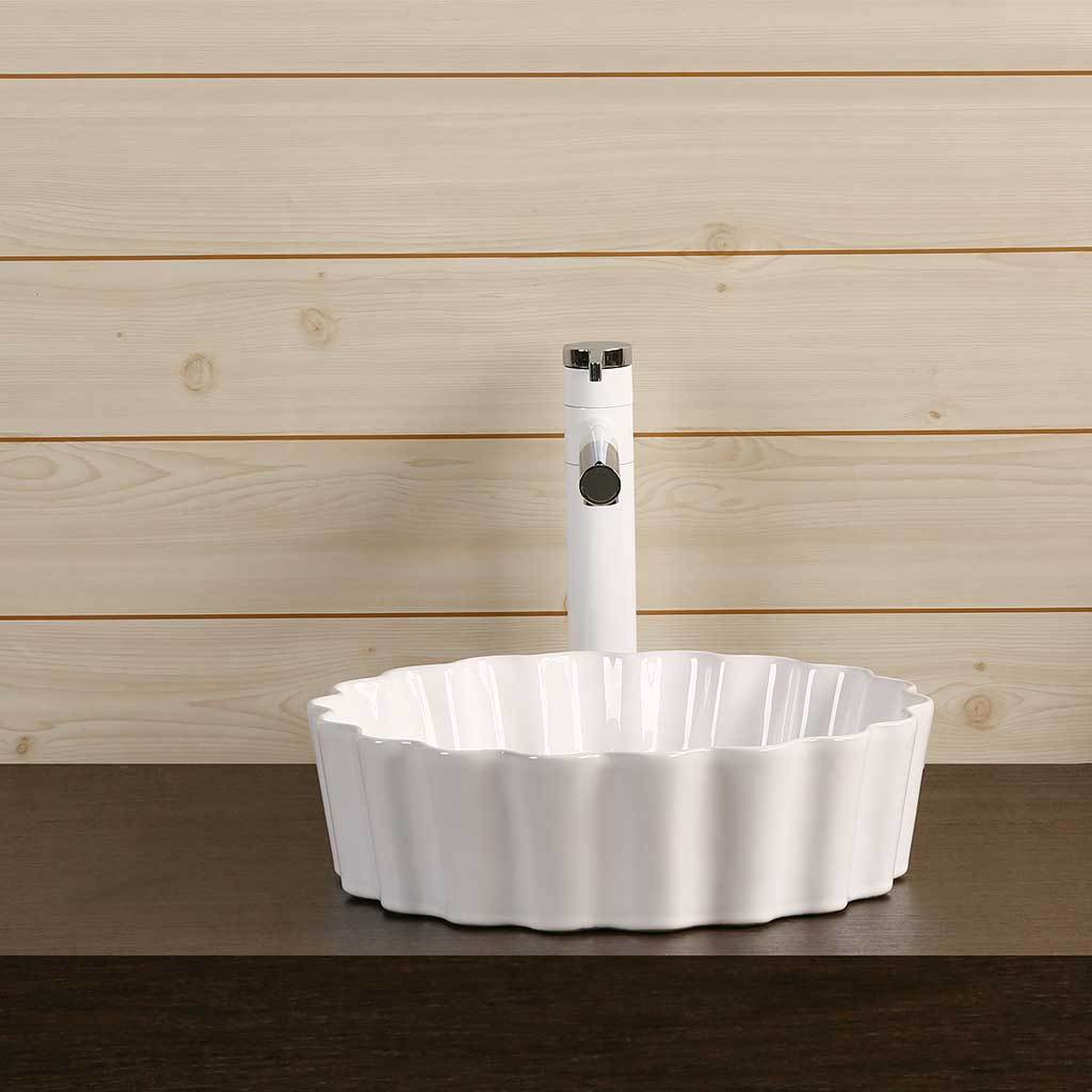 Infinity bathroom385*385*110mm Round Fine Ceramic Above Counter Basin Gloss White No Overflow No Tap Hole-YT Bathroom