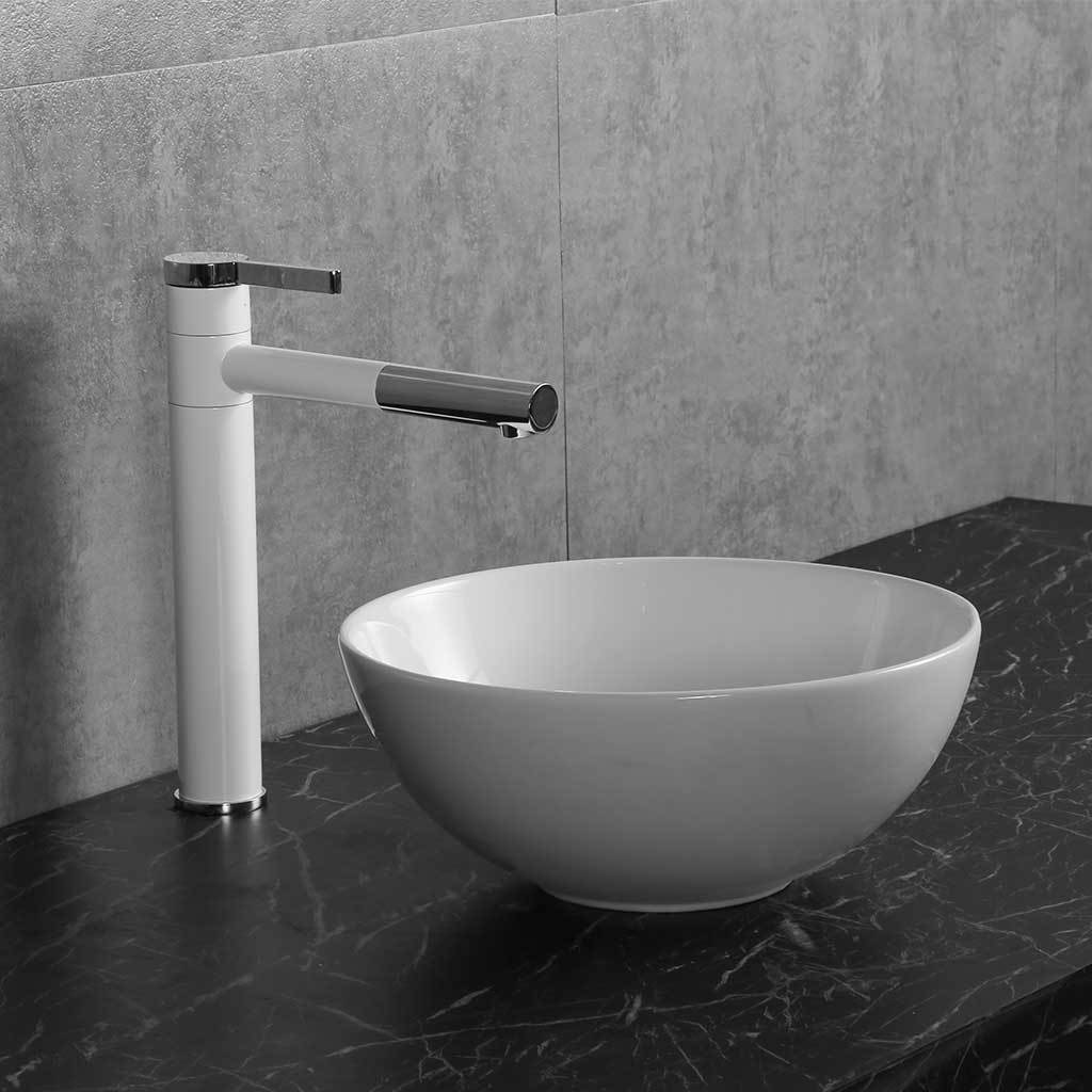 Infinity bathroom320*320*135mm Round Fine Ceramic Above Counter Basin Gloss White No Overflow No Tap Hole-YT Bathroom