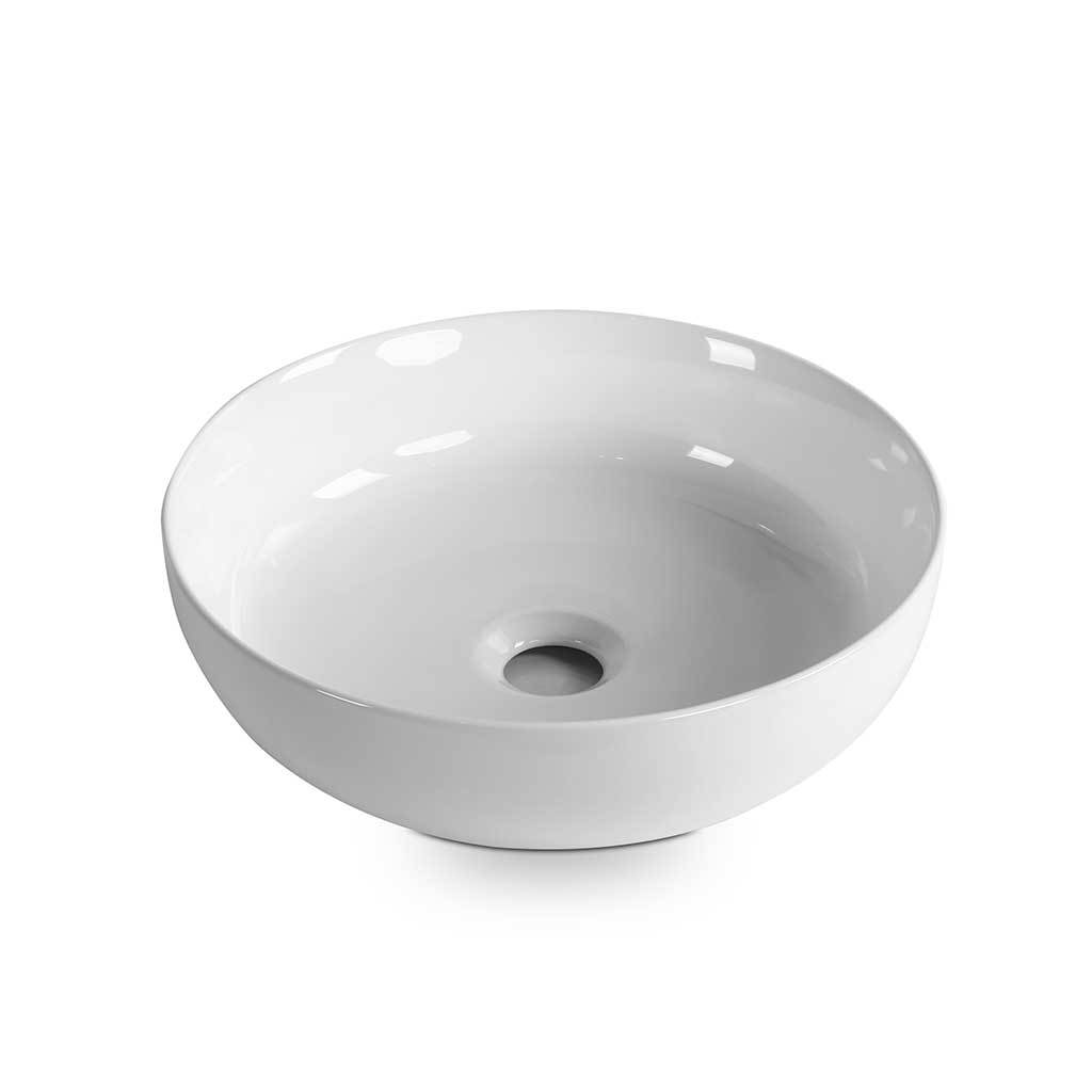 Infinity bathroom375*375*110mm Round Fine Ceramic Above Counter Basin Gloss White No Overflow No Tap Hole-YT Bathroom