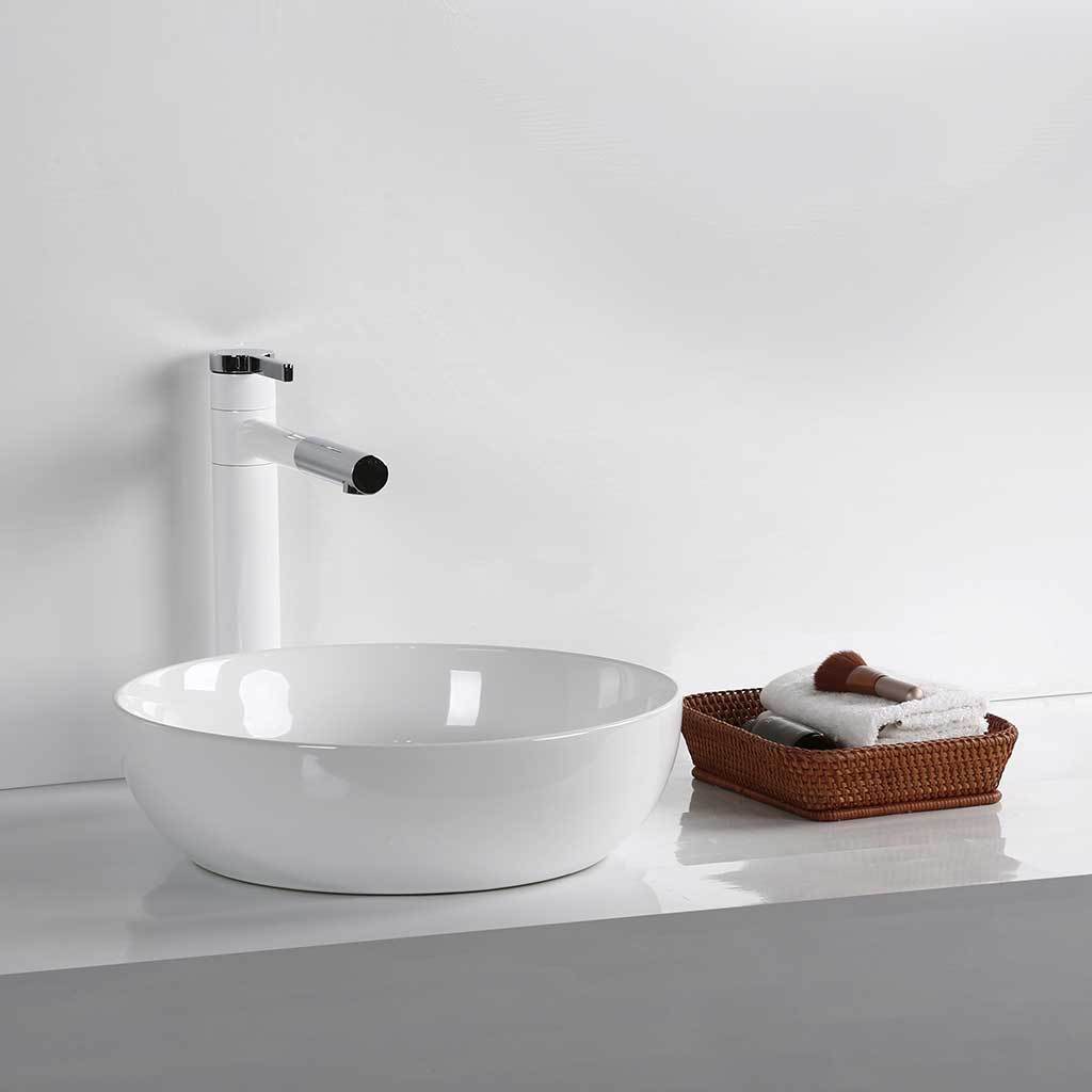 Infinity bathroom375*375*110mm Round Fine Ceramic Above Counter Basin Gloss White No Overflow No Tap Hole-YT Bathroom