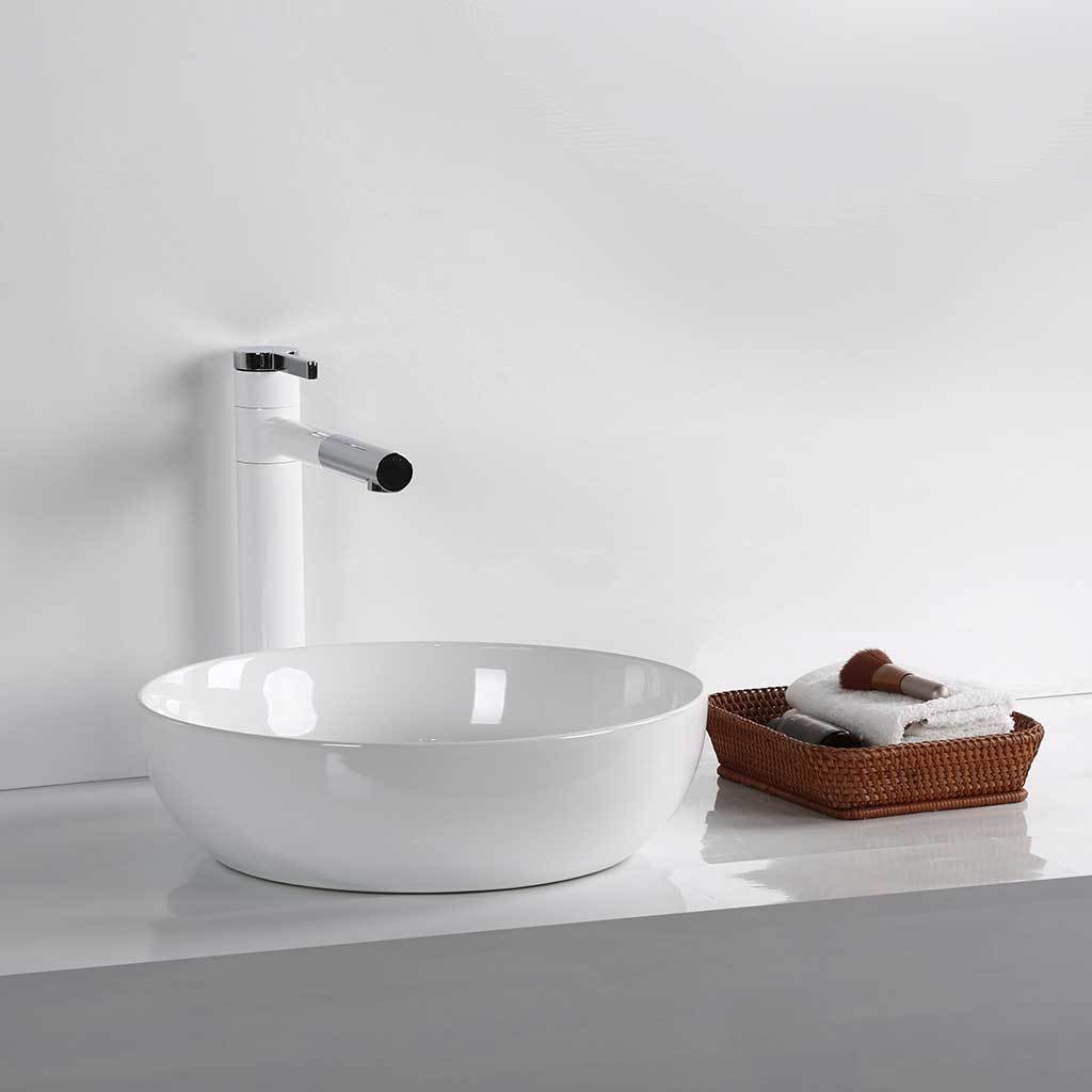Infinity bathroom375*375*110mm Round Fine Ceramic Above Counter Basin Gloss White No Overflow No Tap Hole-YT Bathroom