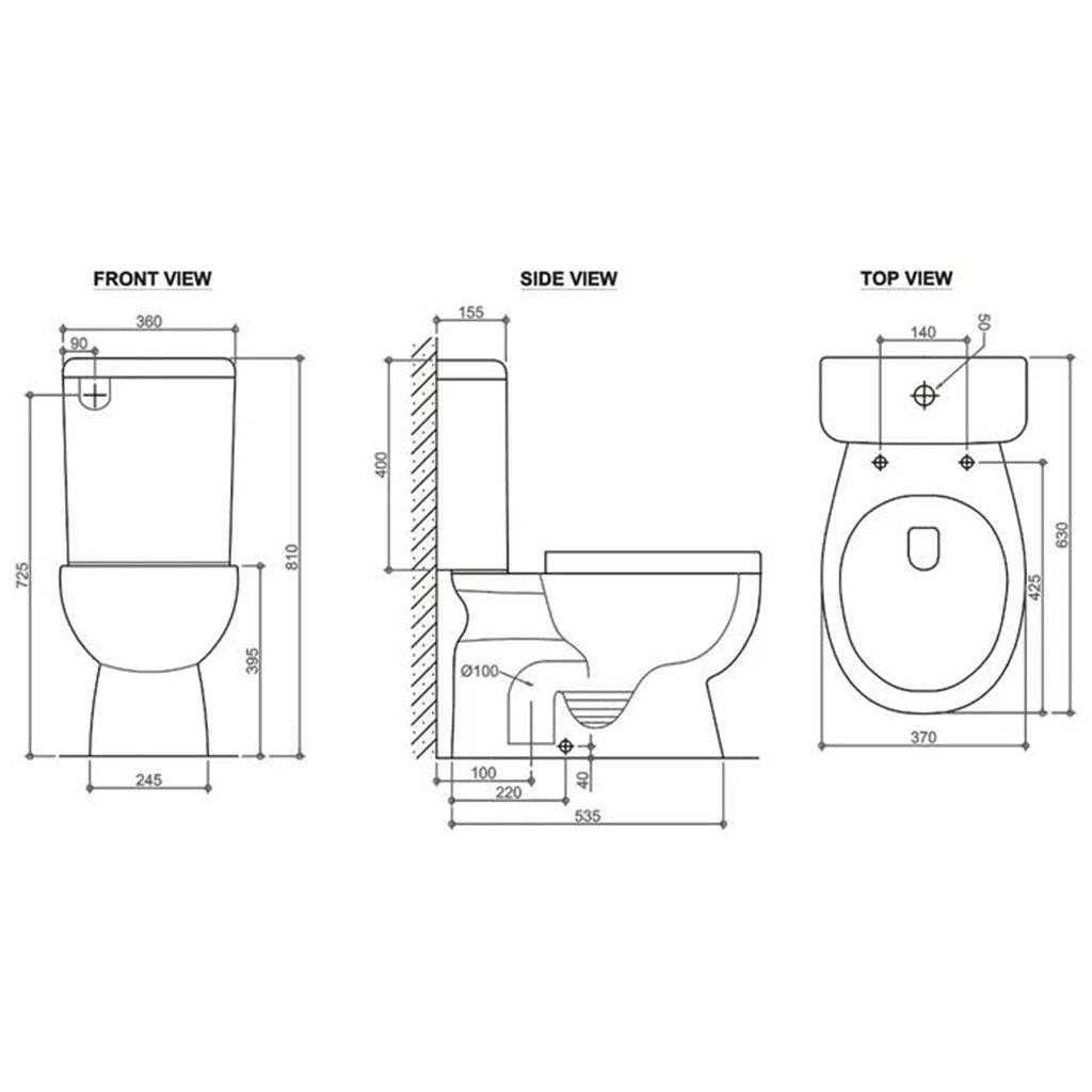 Inspire 630* 370 * 810mm Bathroom Back To Wall White Toilet Suite-YT Bathroom