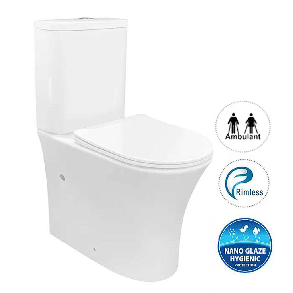 Inspire 885*360*610mm Bathroom Rimless Back To Wall White Ceramic Toilet Suite-YT Bathroom