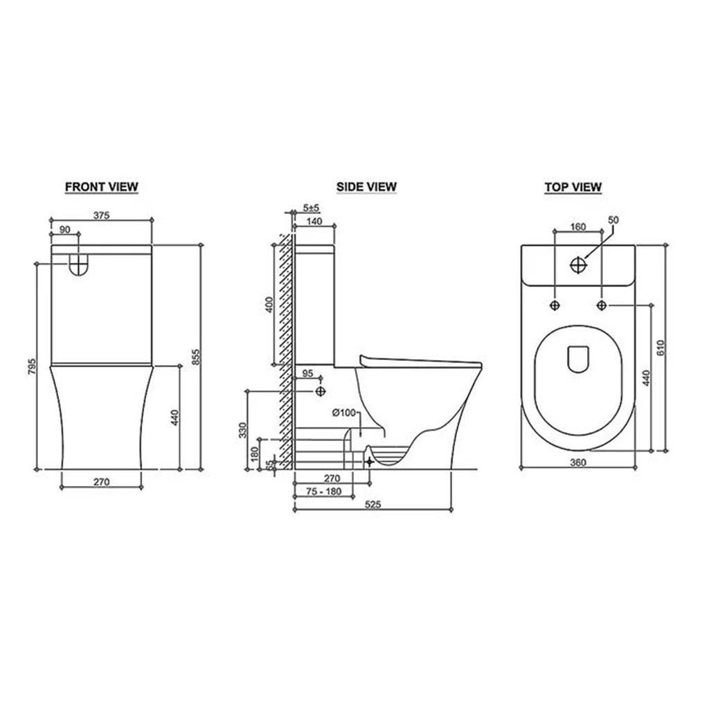 Inspire 885*360*610mm Bathroom Rimless Back To Wall White Ceramic Toilet Suite-YT Bathroom