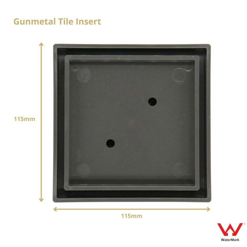 115x115mm Gun Metal Grey Smart Tile Insert Floor Waste Shower Grate Drain (88mm outlet)-YT Bathroom