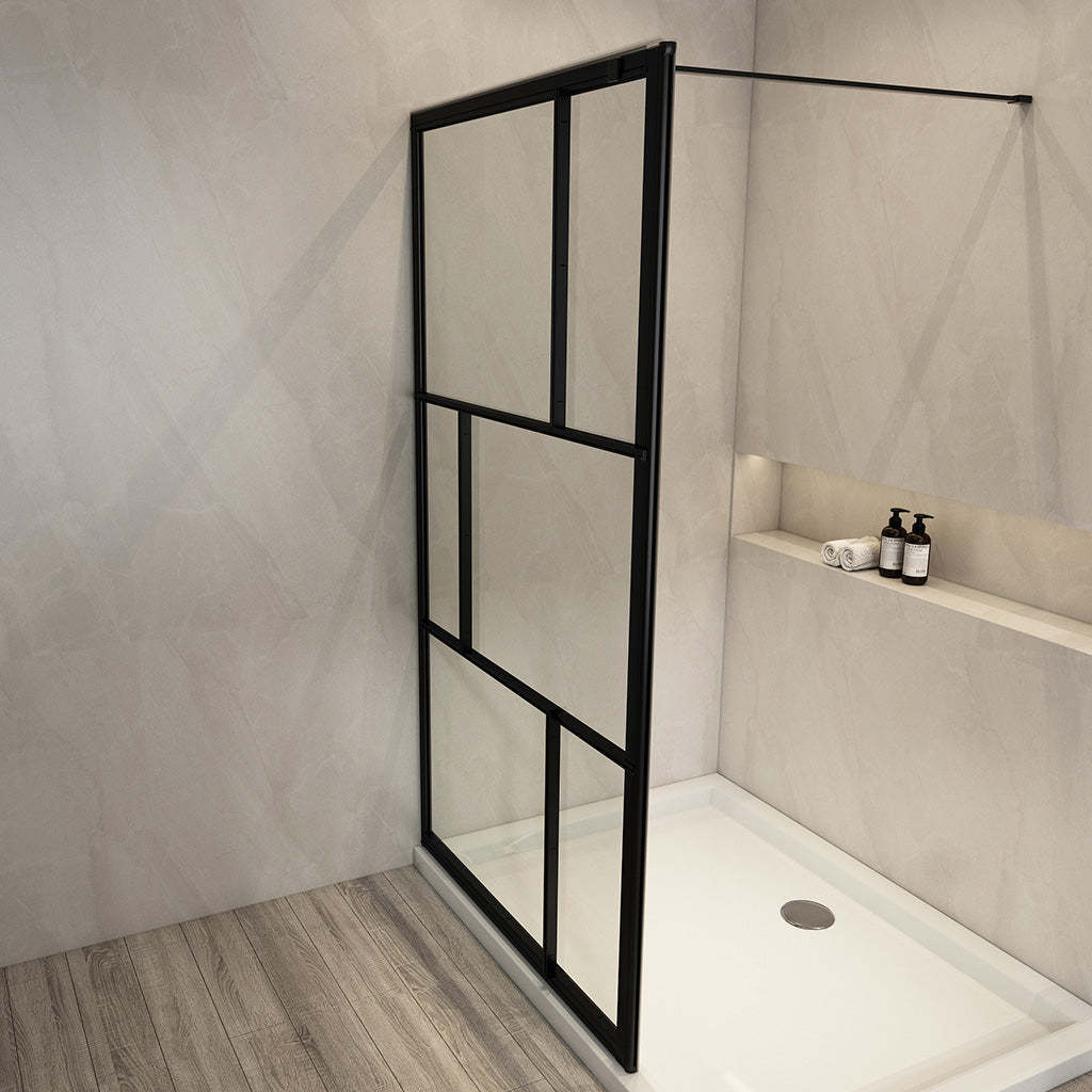 1000/1100x2000mm Shower Screen Walk in Showerl Black Aluminum Framed 6mm Tempered Glass Left or Right Side-YT Bathroom