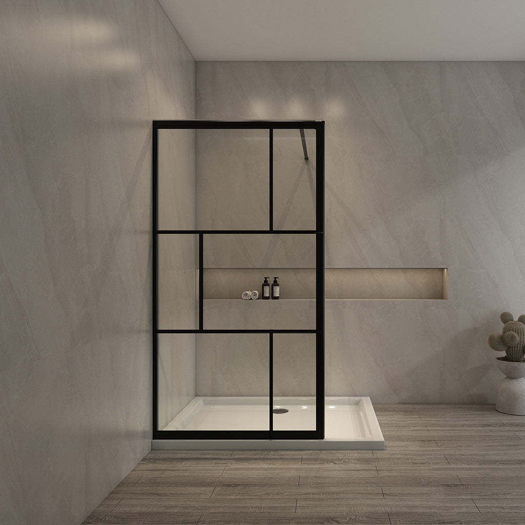 1000/1100x2000mm Shower Screen Walk in Showerl Black Aluminum Framed 6mm Tempered Glass Left or Right Side-YT Bathroom