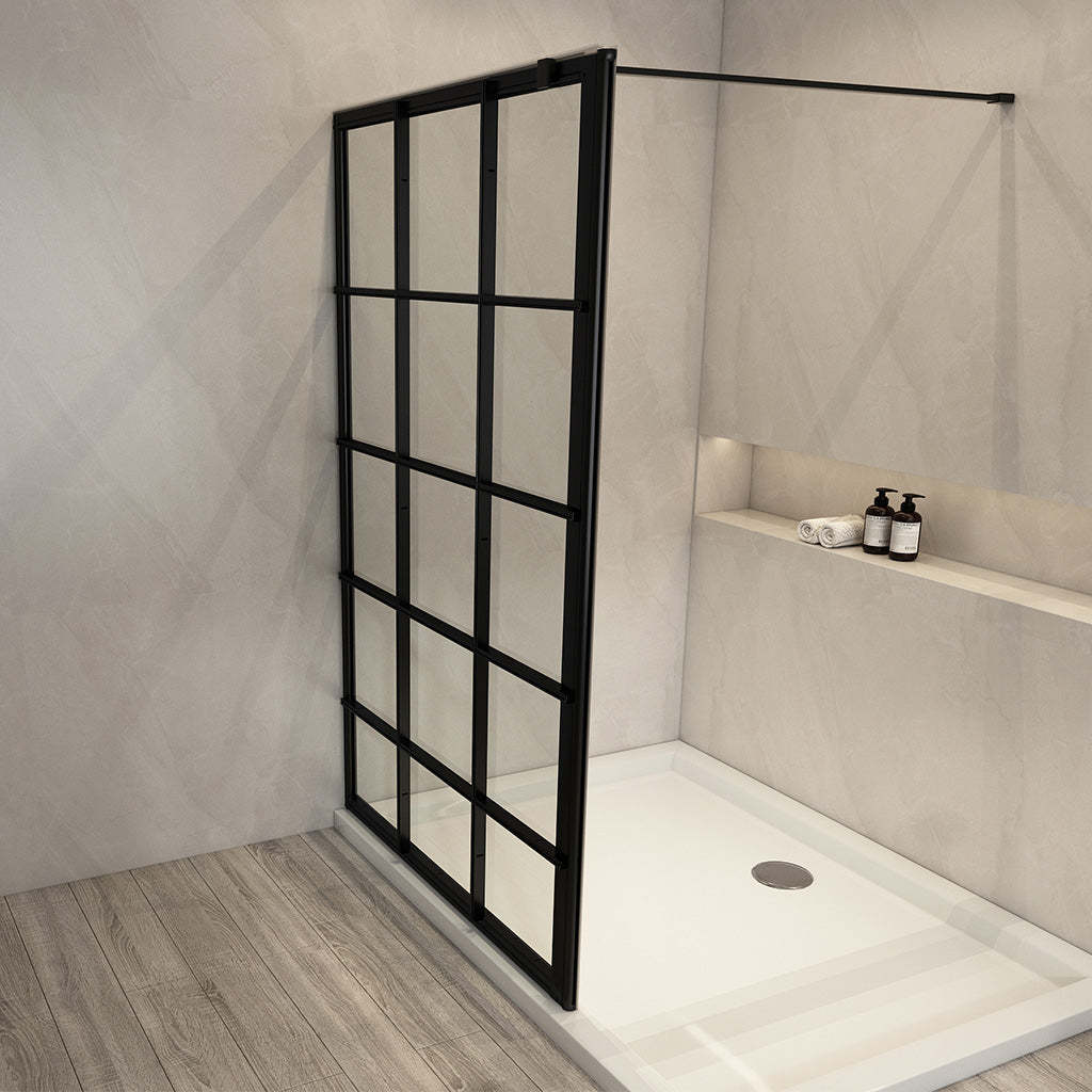 1200x2000mm Shower Screen Walk in Showerl Black Aluminum Framed 6mm Tempered Glass Left or Right Side-YT Bathroom