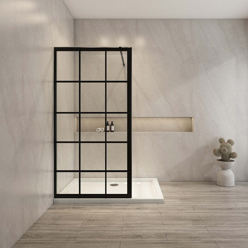 1200x2000mm Shower Screen Walk in Showerl Black Aluminum Framed 6mm Tempered Glass Left or Right Side-YT Bathroom