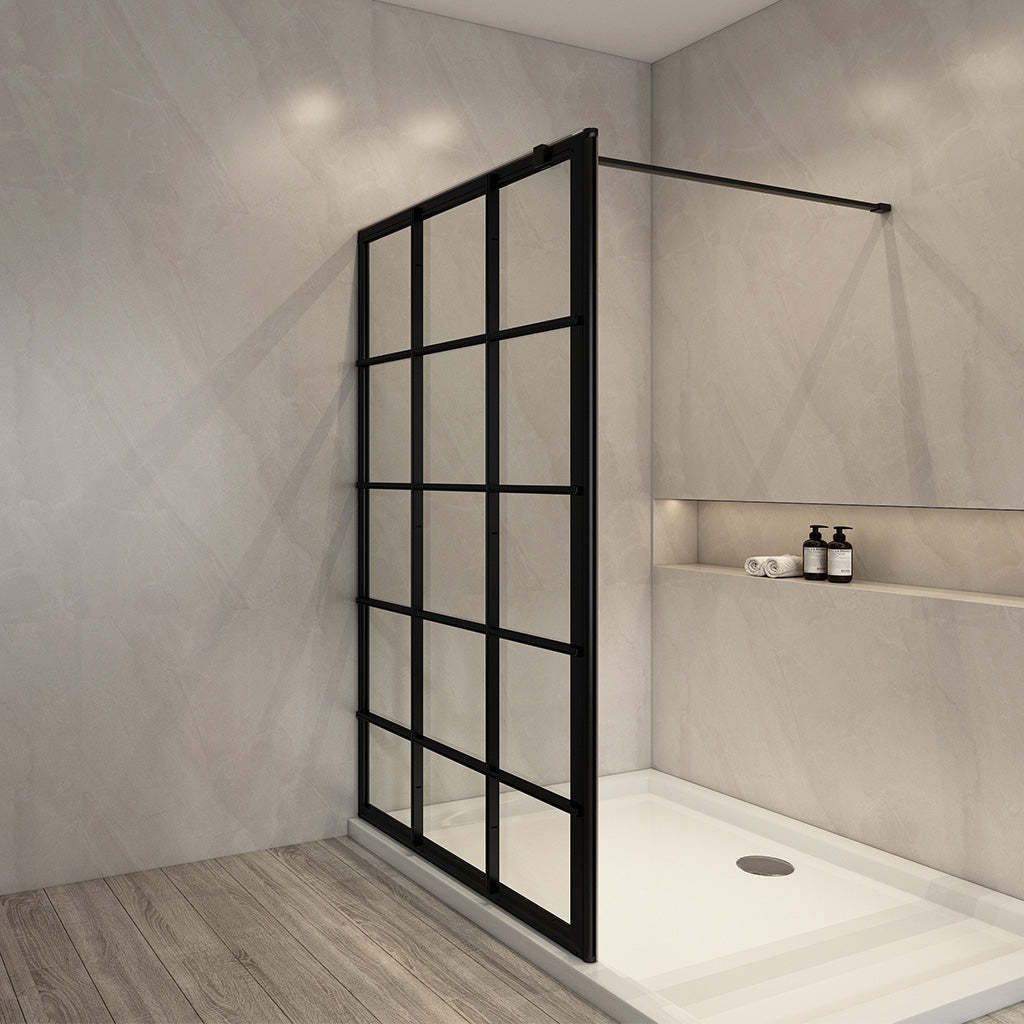 1200x2000mm Shower Screen Walk in Showerl Black Aluminum Framed 6mm Tempered Glass Left or Right Side-YT Bathroom